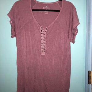 AEO Short Sleeve Lace Up Tee